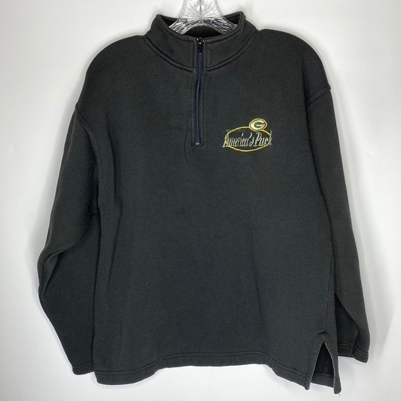 Vintage Fans Gear Green Bay Packers Black 1/4 Zip Sweatshirt Large - Picture 1 of 7